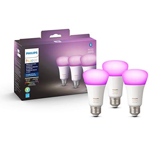 Philips Hue White and Color Ambiance A19 E26 LED Smart Bulb, Bluetooth & Zigbee Compatible (Hue…