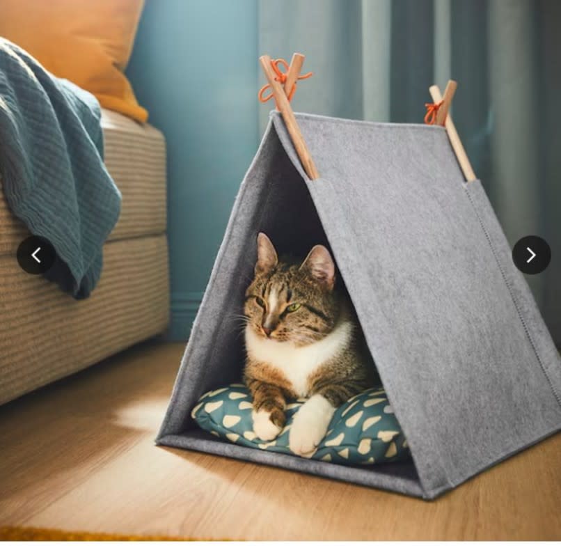 Grey felt cat bed. <p>IKEA</p>