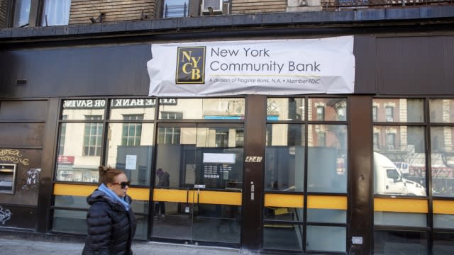 A New York Community Bank branch is in upper Manhattan in New York.