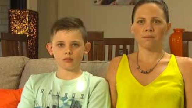 Jaclyn Cross and her son Trae told Sunrise that the chairs should have been recalled months ago when a similar incident happened. Photo: Sunrise