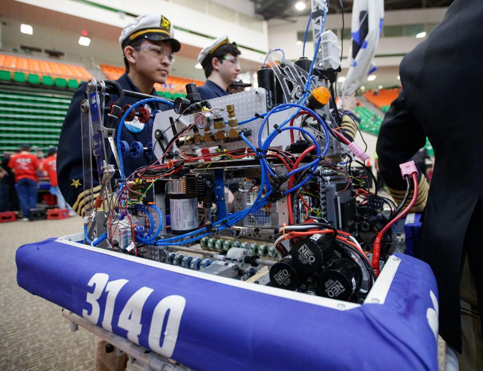 High school students from the Southeast compete in the FIRST Robotics regional competition at the Al Lawson Center on Saturday, March 19, 2022.
