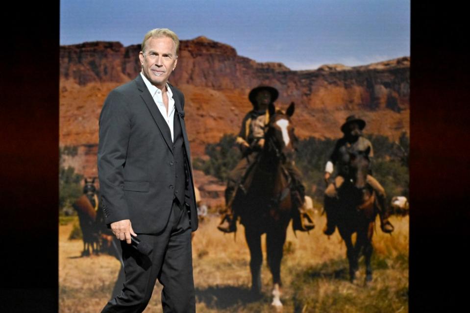 Kevin Costner at CinemaCon 2024 in Las Vegas to promote his new movie “Horizon: An American Saga.” Getty Images