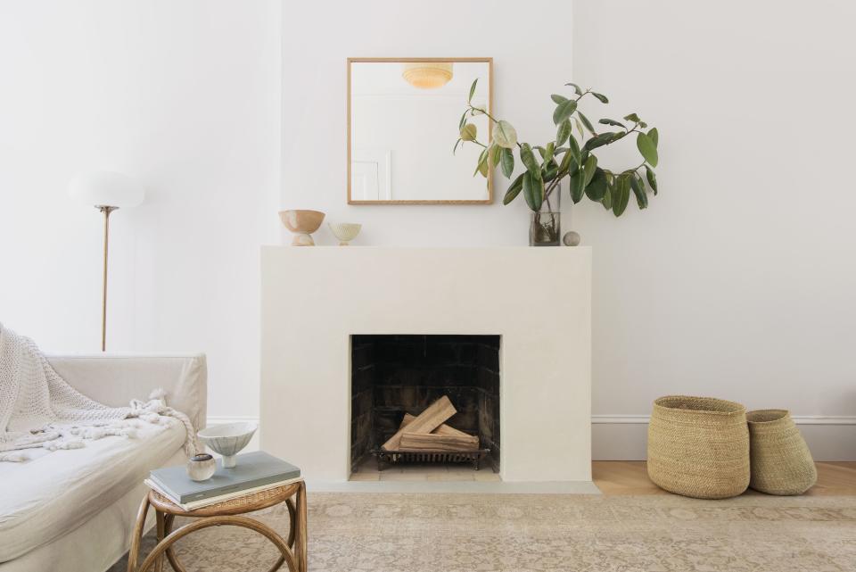 Designer Elizabeth Roberts used tadelakt on a fireplace mantel in this NYC apartment.