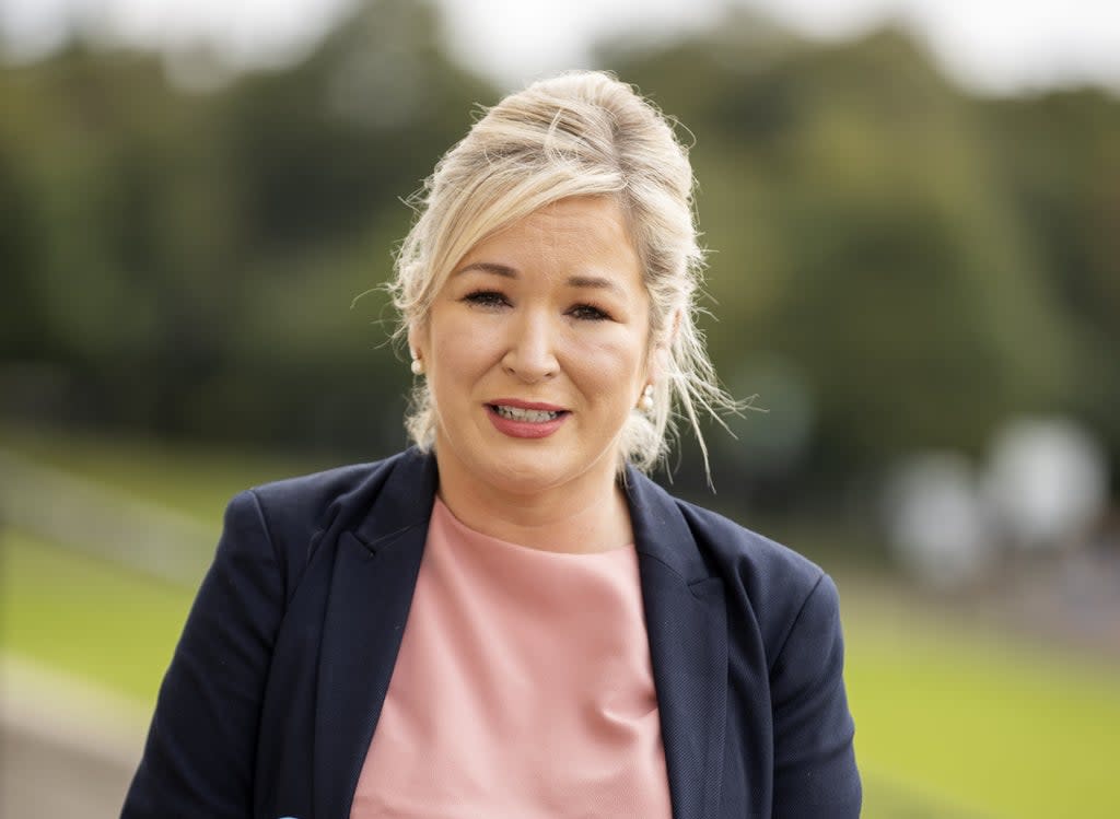 Deputy First Minister Michelle O’Neill visited the Royal Victoria Hospital in Belfast with First Minister Paul Givan (Liam McBurney/PA) (PA Wire)