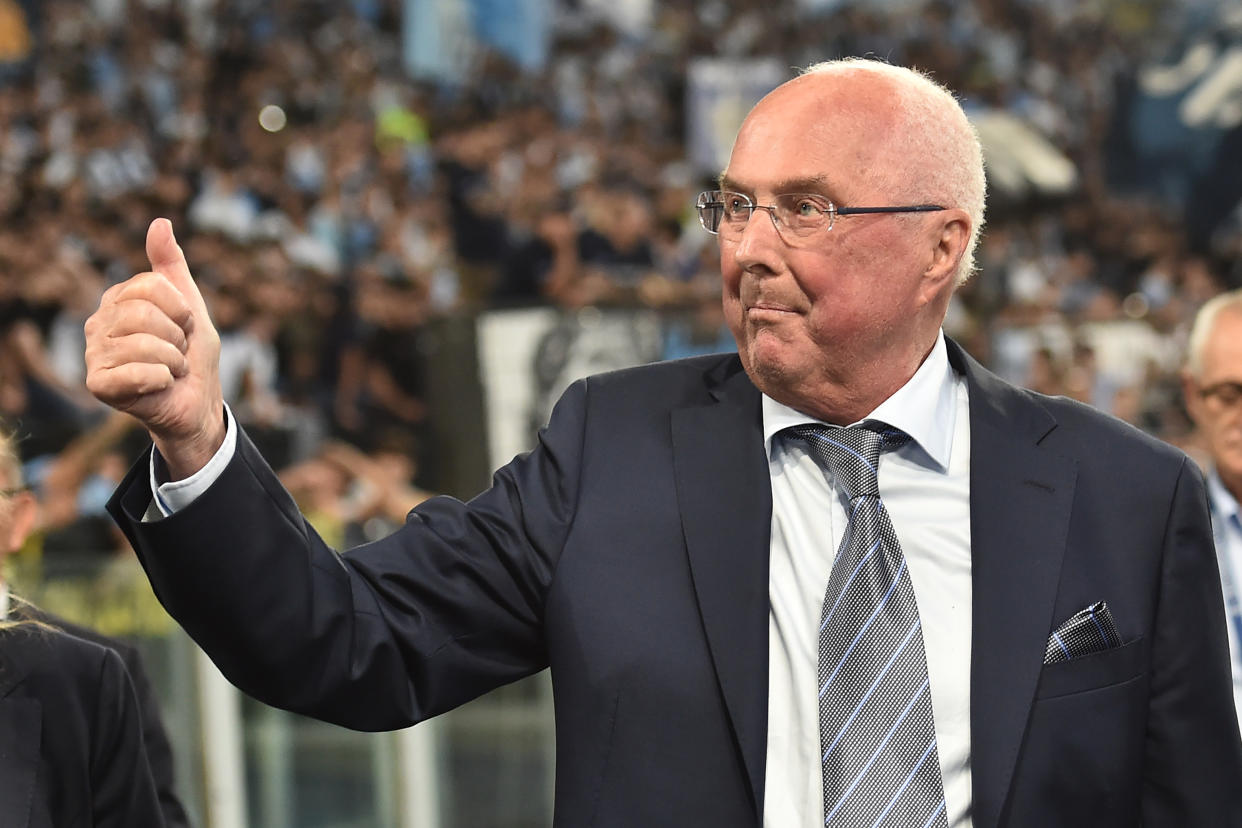 OLIMPICO STADIUM, ROME, ITALY - 2024/05/26: Former SS Lazio coach Sven-Goran Eriksson greets fans  before the Serie A football match between SS Lazio and US Sassuolo. Lazio and Sassuolo drew 1-1. (Photo by Antonietta Baldassarre/Insidefoto/LightRocket via Getty Images)