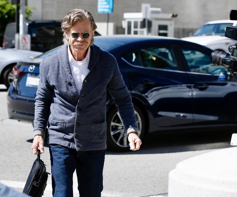 Actor William H. Macy arrives at the federal courthouse in Los Angeles, on , March 12, 2019.  His wife, actress Felicity Huffman, was among 50 people charged in a scheme in which wealthy parents allegedly paid bribes to get their children into elite schools. Macy was not charged.