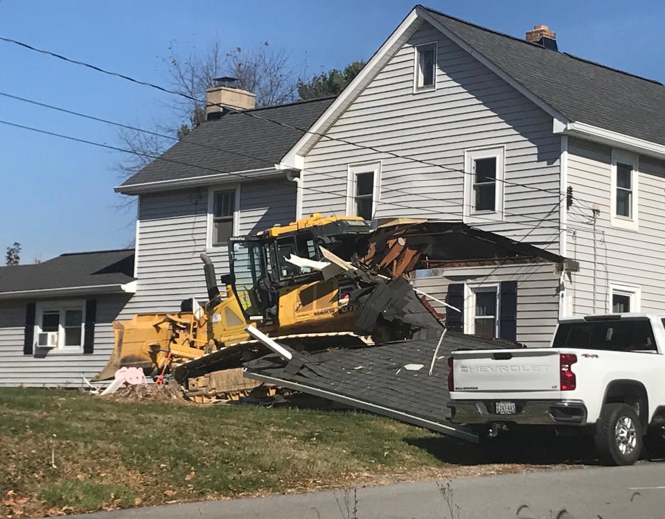 Police said one person is dead following a bulldozer mishap Monday, Nov. 6, 2023, in Waynesboro. A home and church were also struck.