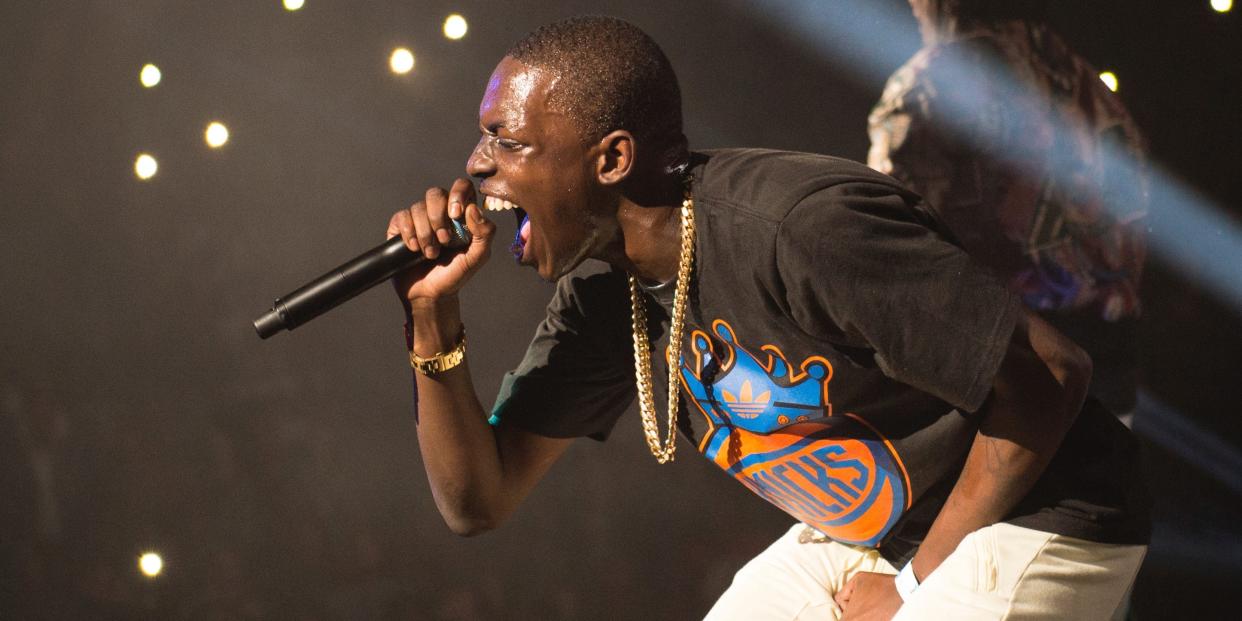 In this Oct. 30, 2014 file photo, Bobby Shmurda performs at Power 105.1's Powerhouse 2014 at the Barclays Center in the Brooklyn borough of New York.