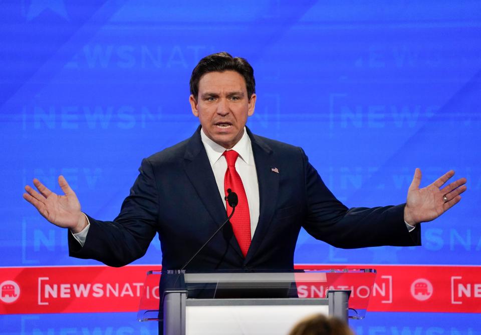 Florida Gov. Ron DeSantis during the fourth Republican Presidential Primary Debate.