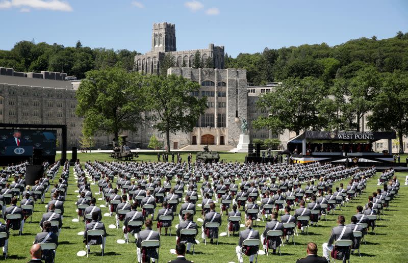 U.S. President Donald Trump delivers commencement address at the 2020 United States Military Academy Graduation Ceremony at West Point, New York