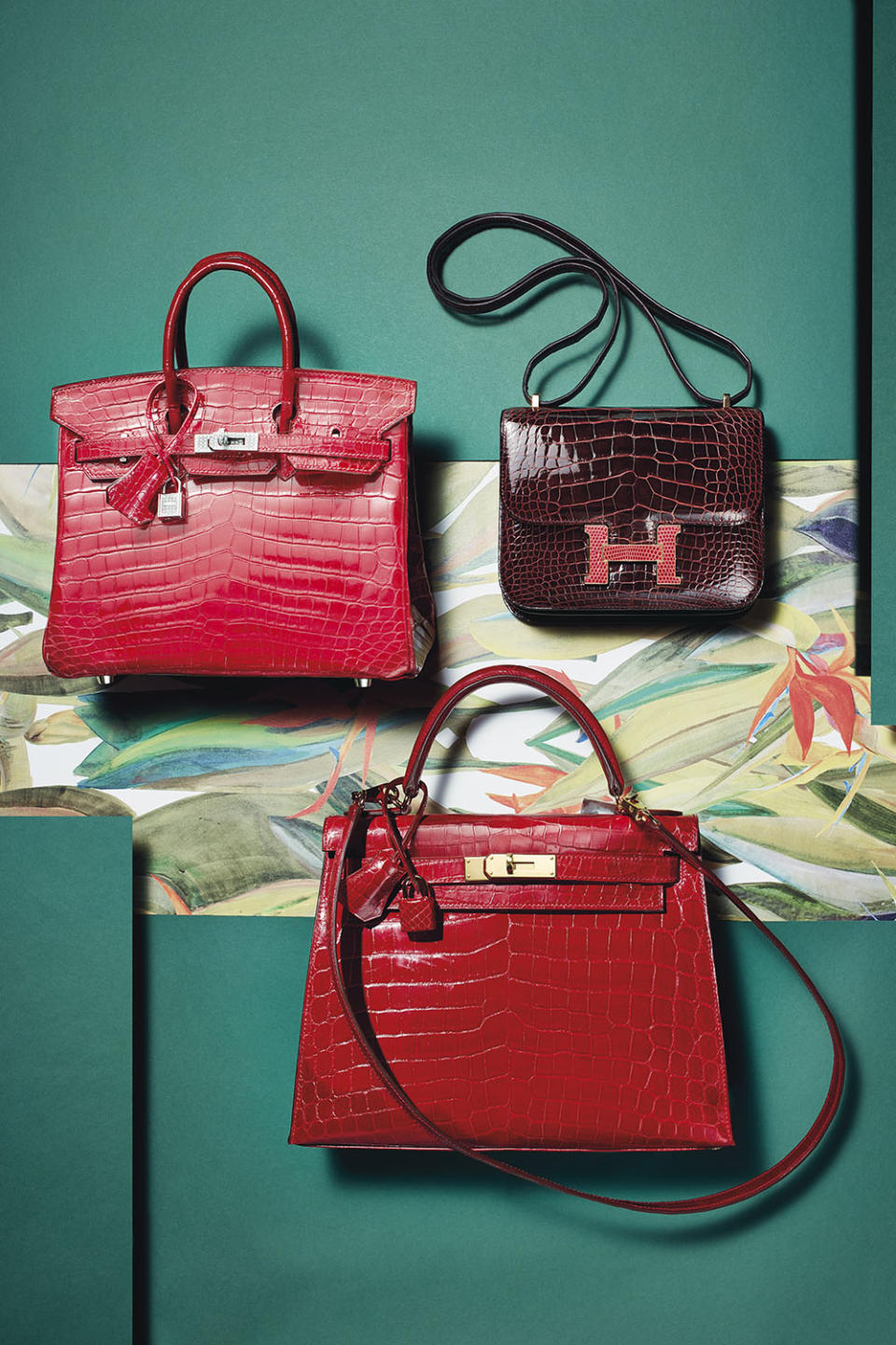 <p><em>Top right:</em></p><p><strong>Hermès</strong> limited-edition shiny Bourgogne alligator mini Constance Marquette 18 with rogue Moyen lizard and gold hardware</p><p><strong>Year:</strong> 2014</p><p><strong>Estimate:</strong> $20,000 - $25,000</p><p><strong>Grade:</strong> 1 (as new)</p><p><a rel="nofollow noopener" href="https://onlineonly.christies.com/s/handbags-accessories/limited-edition-shiny-bourgogne-alligator-mini-constance-marquette-18-30/50458" target="_blank" data-ylk="slk:More Info;elm:context_link;itc:0;sec:content-canvas" class="link ">More Info</a><br></p><p><em>Bottom: </em></p><p><strong>Hermès</strong> shiny braise Niloticus crocodile Sellier Kelly 28 with gold hardware</p><p><strong>Year:</strong> 2012</p><p><strong>Estimate:</strong> $20,000 - $30,000</p><p><strong>Grade:</strong> 2 (excellent to pristine condition)</p><p><a rel="nofollow noopener" href="https://onlineonly.christies.com/s/handbags-accessories/shiny-braise-niloticus-crocodile-sellier-kelly-28-gold-hardware-32/50460" target="_blank" data-ylk="slk:More Info;elm:context_link;itc:0;sec:content-canvas" class="link ">More Info</a><br></p>