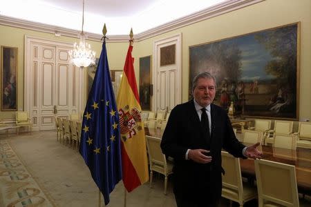 Spain's Government spokesman, Inigo Mendez de Vigo, speaks during an interview with Reuters at Education Ministry in Madrid, Spain, October 28, 2017. REUTERS/Sergio Perez/Files