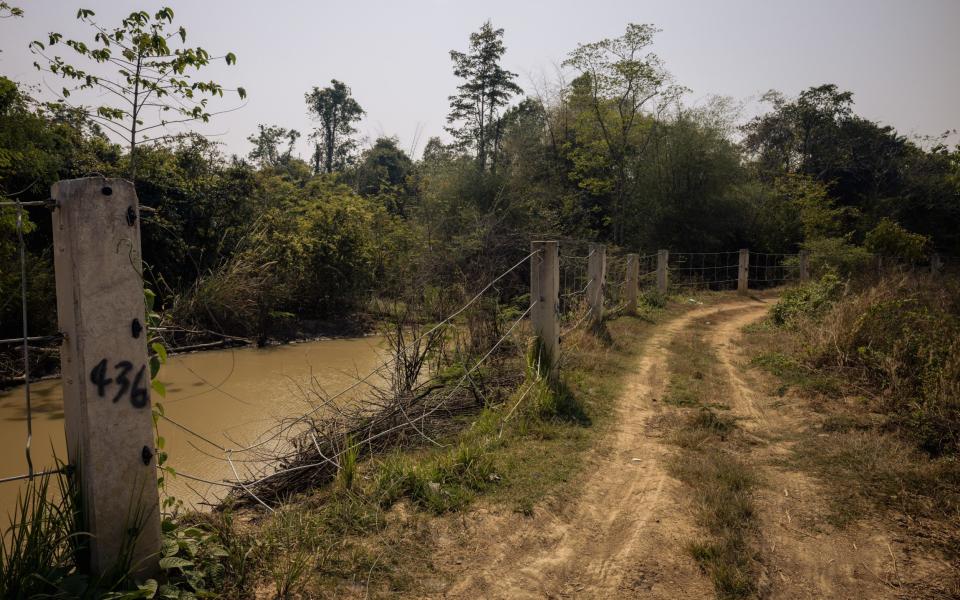 A section of perimeter fence around a nature reserve is left destroyed by a wild elephant crossing