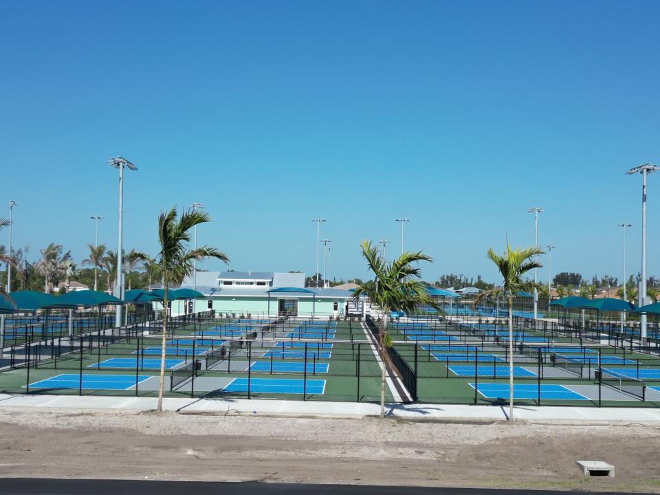 Photos of the new pickleball courts being built at the New Lake Kennedy Racquet Center.