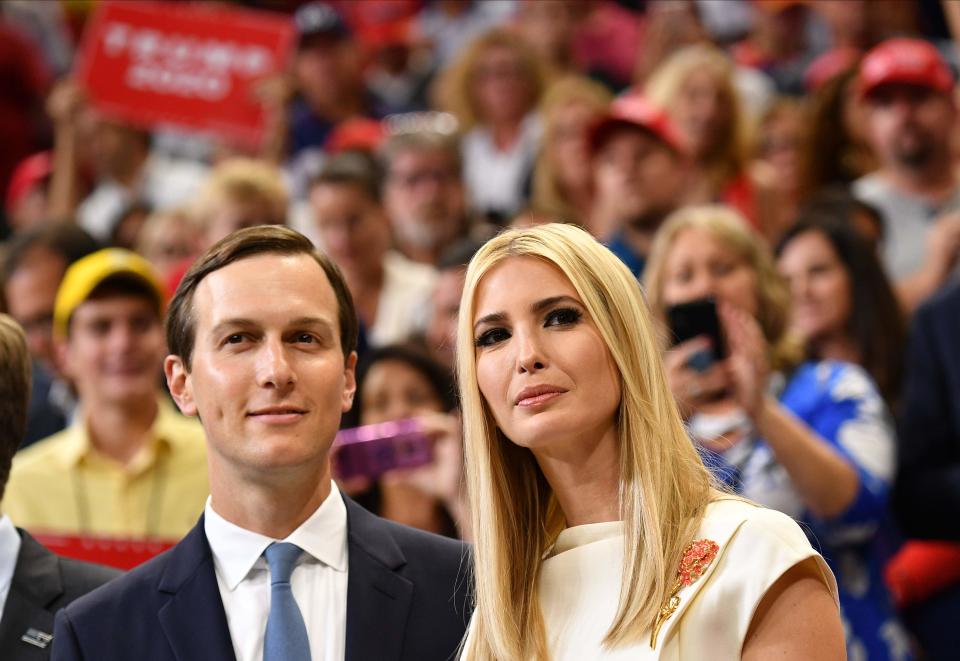 Jared Kushner and Ivanka Trump at the official launch of the Trump 2020 campaign in Orlando on June 18, 2019.