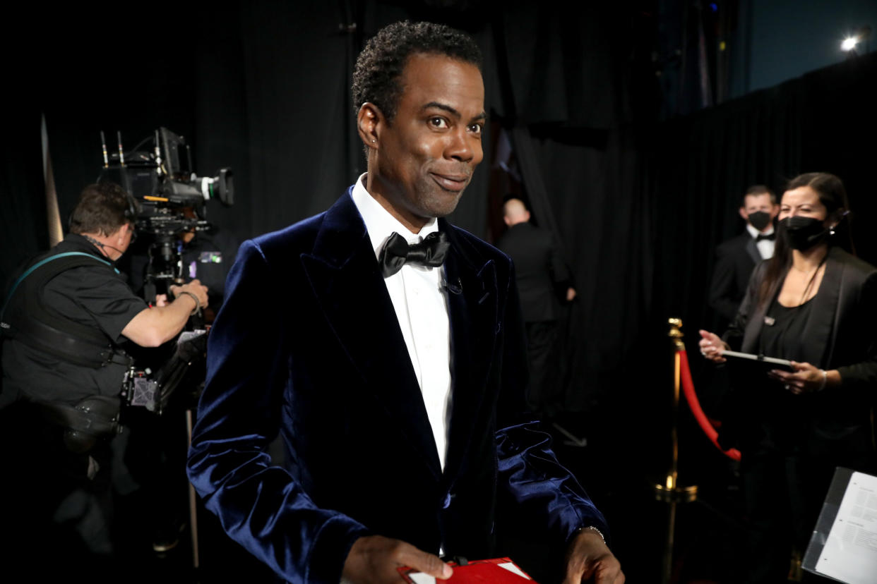 HOLLYWOOD, CALIFORNIA - MARCH 27: In this handout photo provided by A.M.P.A.S.,  Chris Rock is seen backstage during the 94th Annual Academy Awards at Dolby Theatre on March 27, 2022 in Hollywood, California. (Photo by Al Seib
/A.M.P.A.S. via Getty Images)