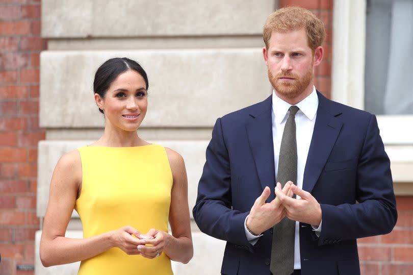 LONDON, ENGLAND - JULY 05: Prince Harry, Duke of Sussex and Meghan, Duchess of Sussex attend the Your Commonwealth Youth Challenge reception at Marlborough House on July 05, 2018 in London, England. (Photo by Yui Mok - WPA Pool/Getty Images)