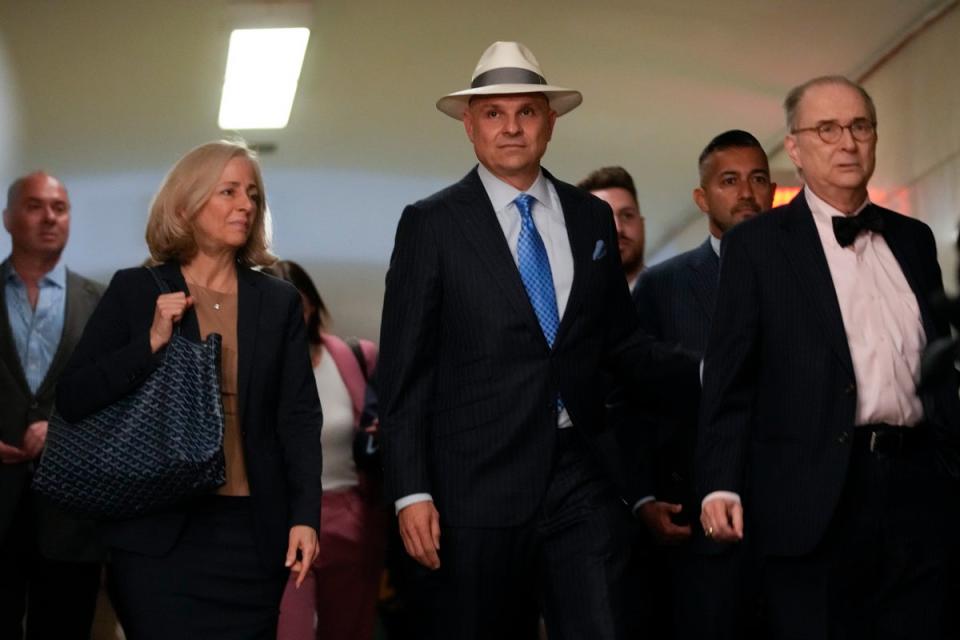 Arthur Aidala, attorney for Harvey Weinstein, arrives at Manhattan criminal court Wednesday May 1 2024 in New York (Arthur Aidala, attorney for Harvey Weinstein, arrives at Manhattan criminal court Wednesday May 1 2024 in New York. Harvey Weinstein is due back in a New York courtroom for the first time since his 2020 rape conviction was overturned by an appeals court last week)