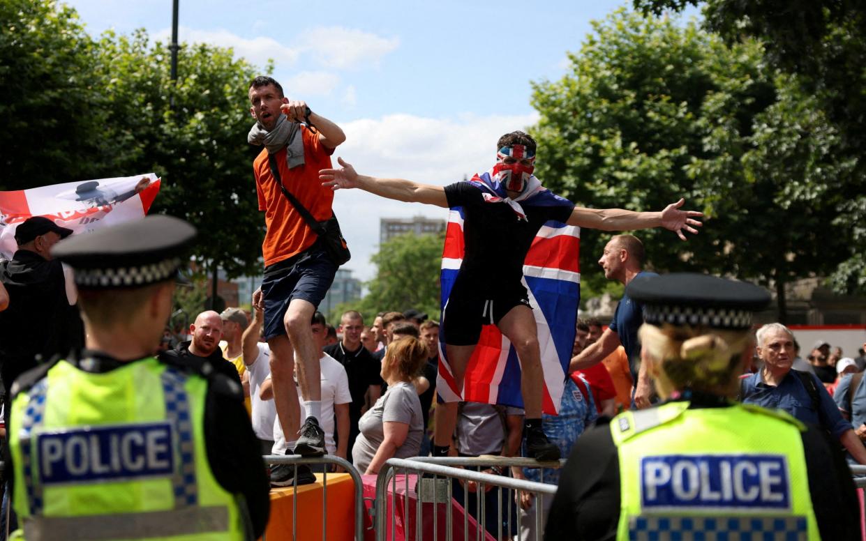 Demonstrators in Leeds on August 3