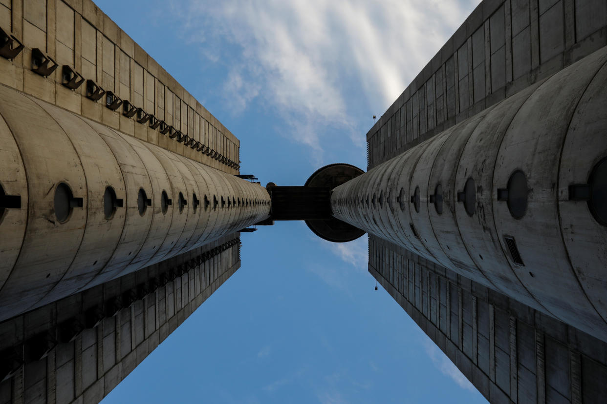 Genex Tower, also known as the Western City gate, stands in Belgrade, Serbia. The building consists of two soaring pillars, connected by an aerial bridge. The tower is one of the most significant examples of brutalism, an architectural style popular in the 1950s and 1960s, based on crude, block-like forms cast from concrete. (Photo: Marko Djurica/Reuters)