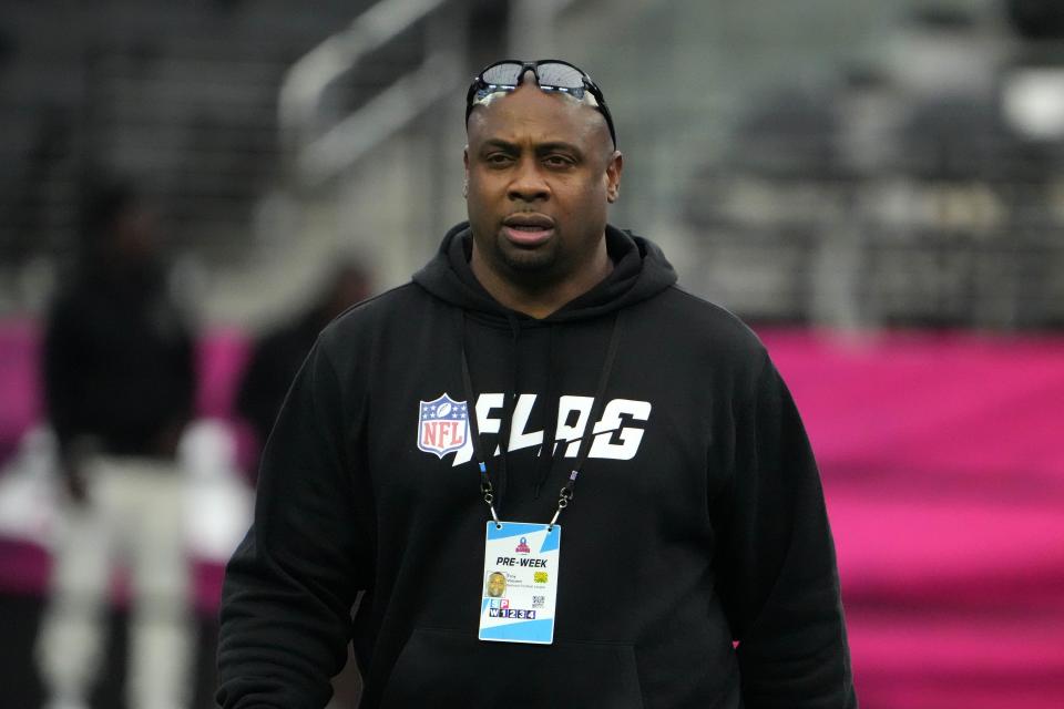 NFL executive vice president of football operations Troy Vincent during NFC practice at Allegiant Stadium in Paradise, Nevada, on Feb. 4, 2023.