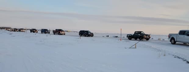 Residents of Arviat, Nunavut, gave an appreciative send-off in January to a Vancouver doctor who stayed in the community through a COVID-19 outbreak. (Nataasha Hilu Komakjuak - image credit)