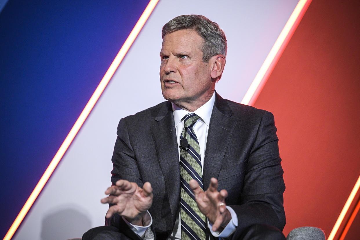 Tennessee Gov. Bill Lee takes part in a panel discussion during a Republican Governors Association conference, on Nov. 15, 2022, in Orlando, Fla. (Phelan M. Ebenhack / AP file)