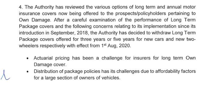 The new mandate for motor insurance issued by the IRDAI.