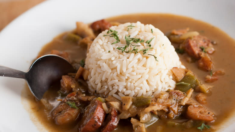 seafood gumbo with rice