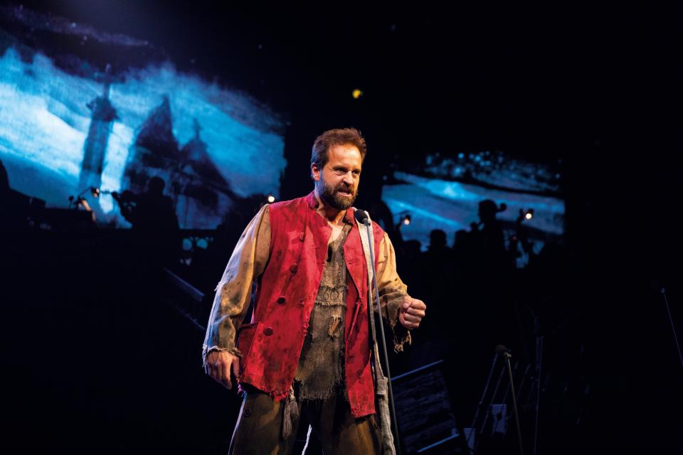 <p>Alfie Boe as Jean Valjean in the Les Mis staged concert</p>Handout