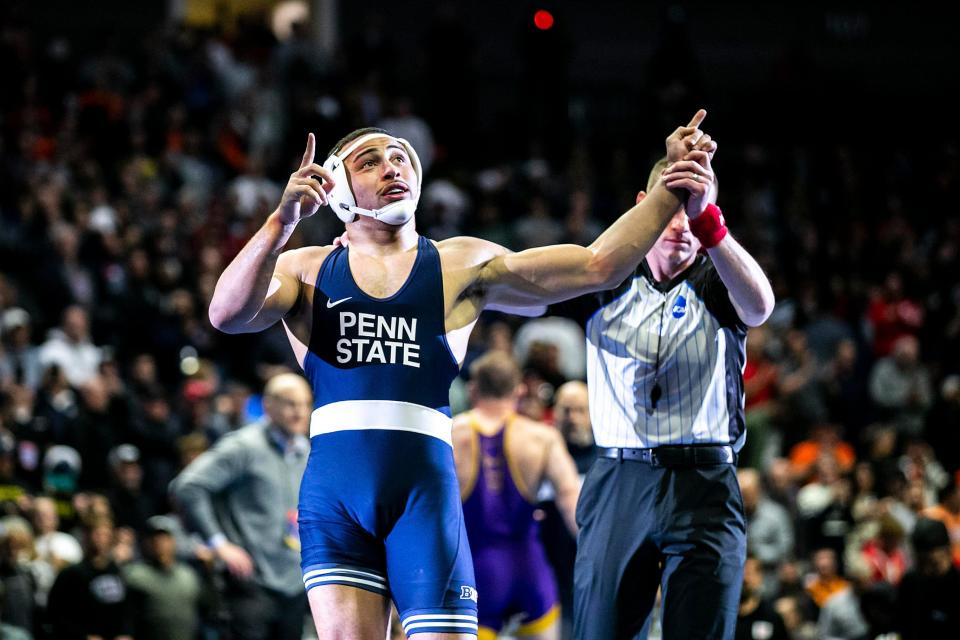 Penn State's Aaron Brooks is looking to become the rare four-time national champ. The senior, once again, led the Lions on January 19 at Michigan. He delivered a tech fall at 194 pounds in the 27-9 victory.

Syndication The Des Moines Register