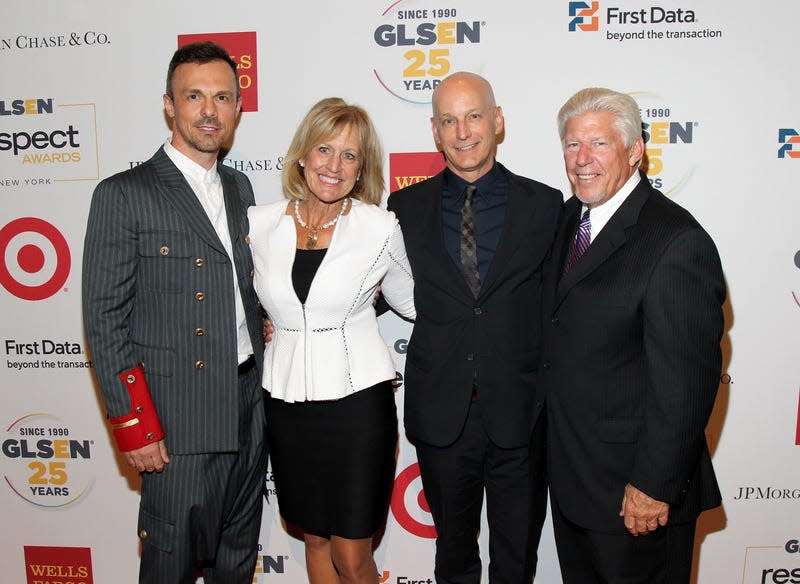 NEW YORK, NY - JUNE 01: (L-R) Slobodan Randjelovic, Ronda Stryker, Jon Stryker and Bill Johnston attend 2015 GLSEN Respect Awards on June 1, 2015 in New York City. 