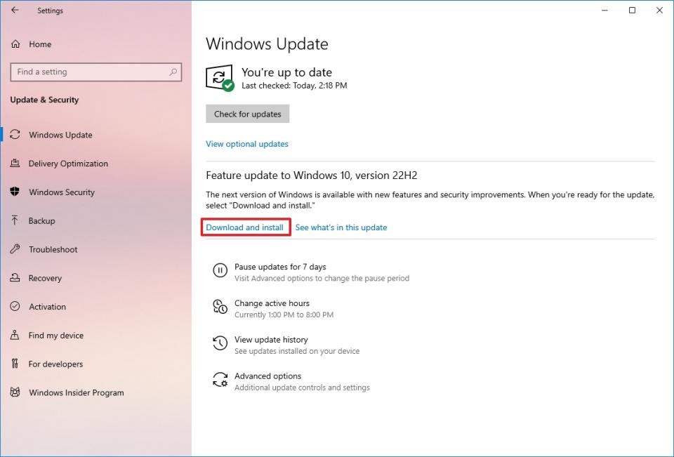 Windows 10 version 22H2 install