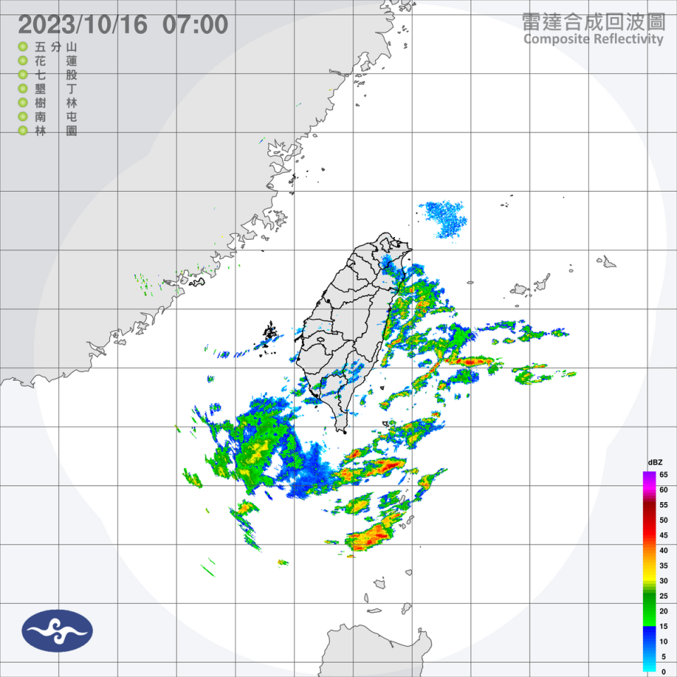 東北風偏強，今天東半部地區與恆春半島將有局部短暫雨，午後其他山區也會有零星短暫陣雨。   圖：中央氣象署／提供