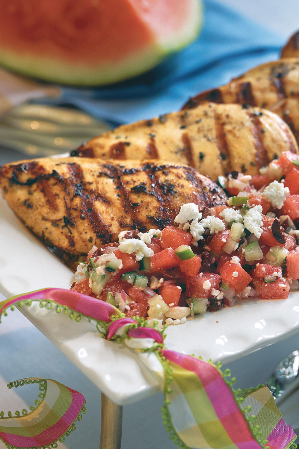 Herb-Grilled Chicken With Watermelon-Feta Salad