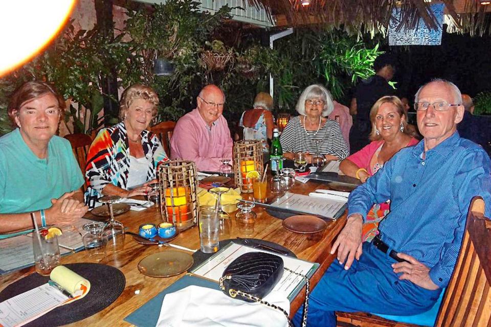 A board dinner at the exclusive Barbados restaurant at Cobblers Cove hotel