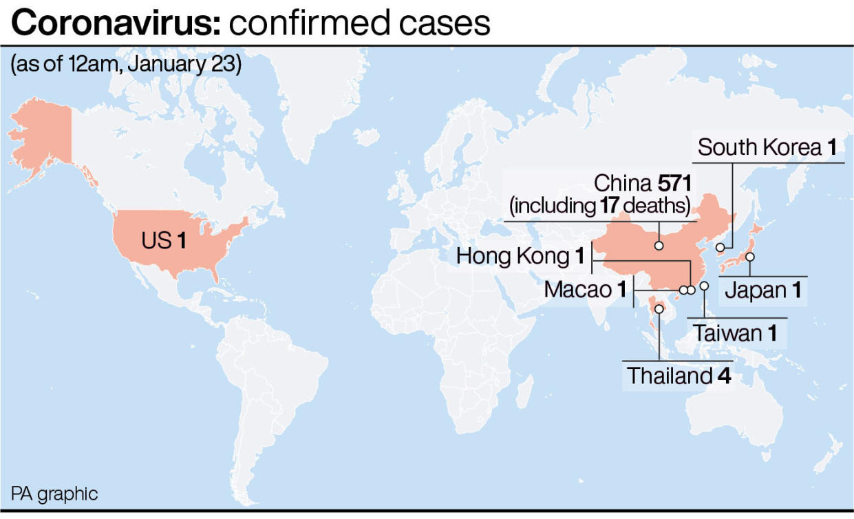 Coronavirus: confirmed cases.