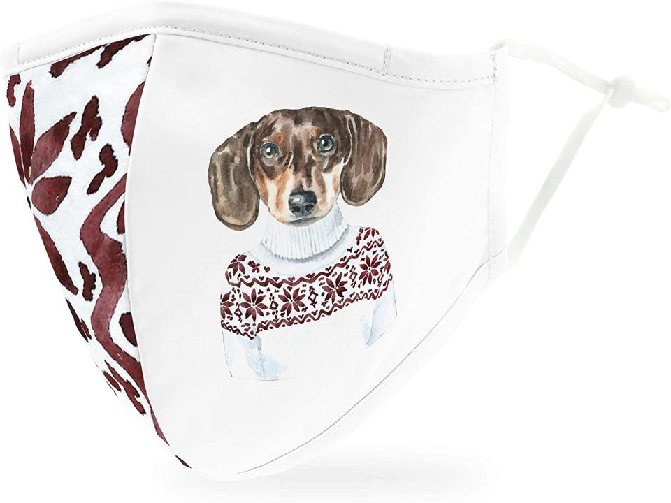 Weddingstar Holiday Face Mask in Festive Dog. 