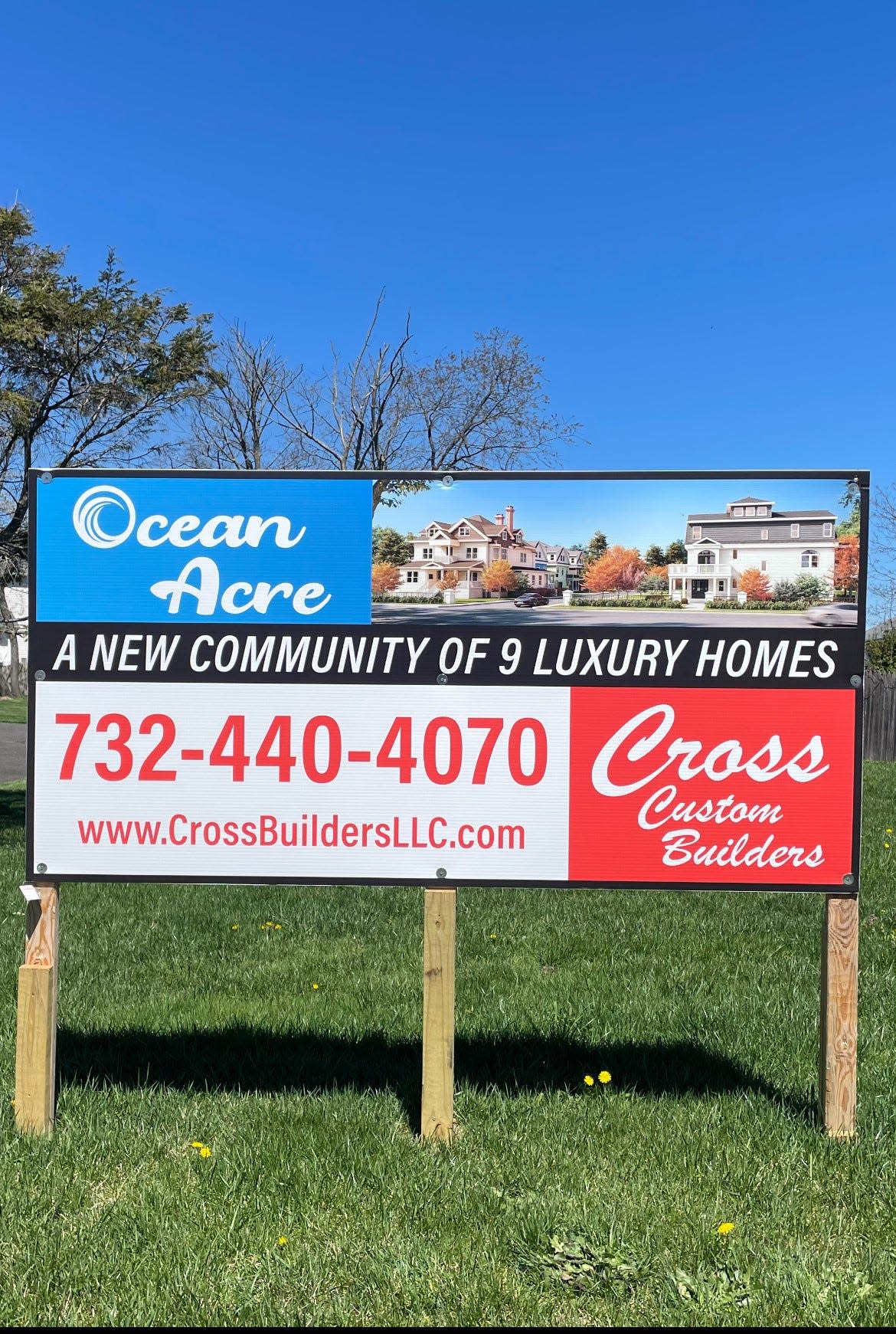 A sign advertises Ocean Acre, which will bring new luxury homes to Franklin Avenue in Long Branch.