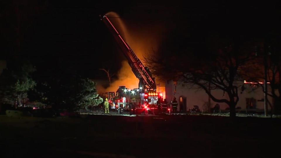 PHOTO: Fire fighters appear on the scene of an explosion, March 4, 2024, in Clinton Township, Mich. (WXYZ)