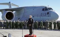 NATO Secretary General Jens Stoltenberg visits Japan Air Self-Defence Force's Iruma base in Sayama