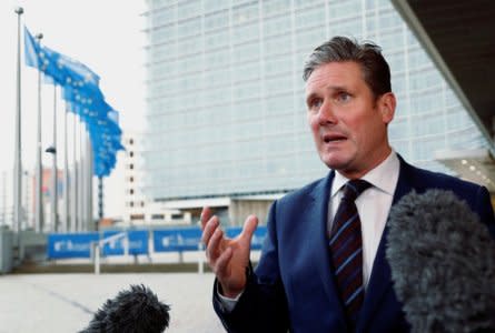 Labour Party's Shadow Secretary of State for Departing the European Union Keir Starmer talks to the media as he arrives at the EU Commission headquarters for Brexit talks with officials, Brussels, Belgium November 7, 2018.  REUTERS/Francois Lenoir/File Photo