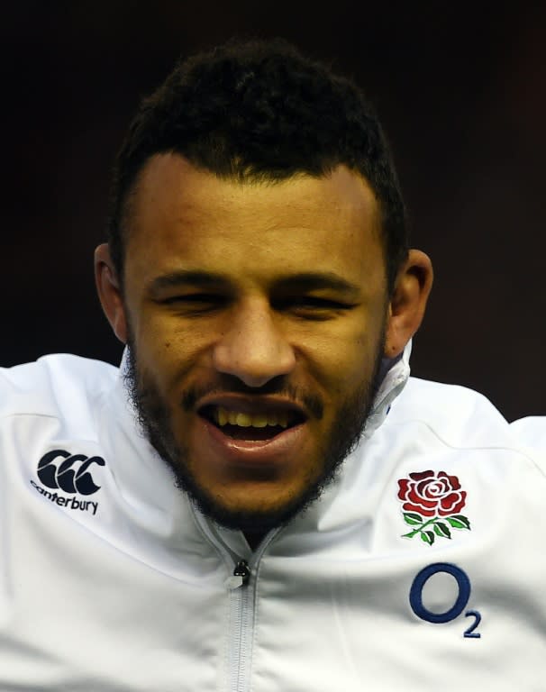 England's lock Courtney Lawes sings the national anthem ahead of their Six Nations rugby union match against Scotland, at Murrayfield in Edinburgh, on Febuary 6, 2016