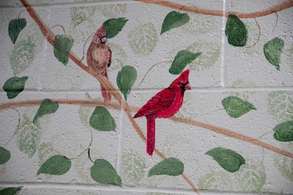 A mural created by artist Mary Minor and her team can be seen within the Rose Center at Youth Villages in Memphis, Tenn., on Friday, April 19, 2024.