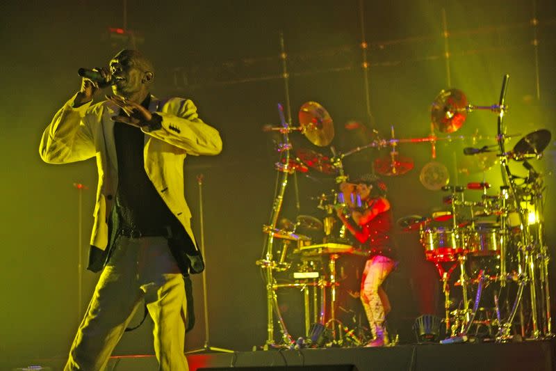 Singer Maxi Jazz of Faithless performs on stage in Beirut