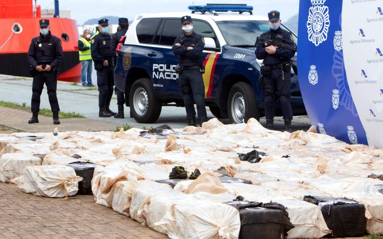 Security forces seized 4 tons of cocaine and arrested 28 people, during a raid to disband a 'narco-carrier' network in Vigo, northwestern Spain, in April - SALVADOR SAS/EPA-EFE/Shutterstock 