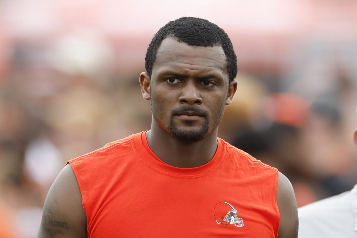 Deshaun Watson's fate is still up in the air. (AP Photo/Ron Schwane)