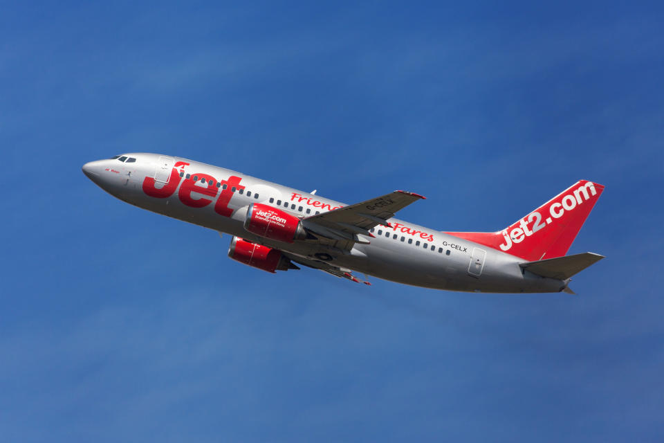 Barcelona, Spain - August 19, 2016: Jet2 Boeing 737-300 taking off from El Prat Airport in Barcelona, Spain.