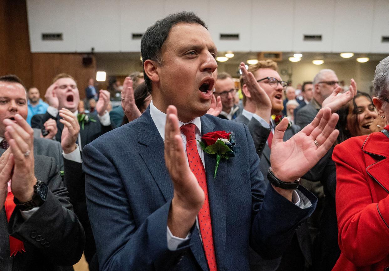 Scottish Labour leader Anas Sarwar celebrates (PA)