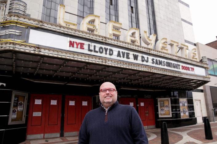 John Hughey, executive director of the Long Center, poses for a photo outside the Lafayette Theater, Thursday, Jan. 2, 2020 in Lafayette.